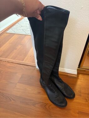 Stuart Weitzman Tall Black Leather Riding Boots